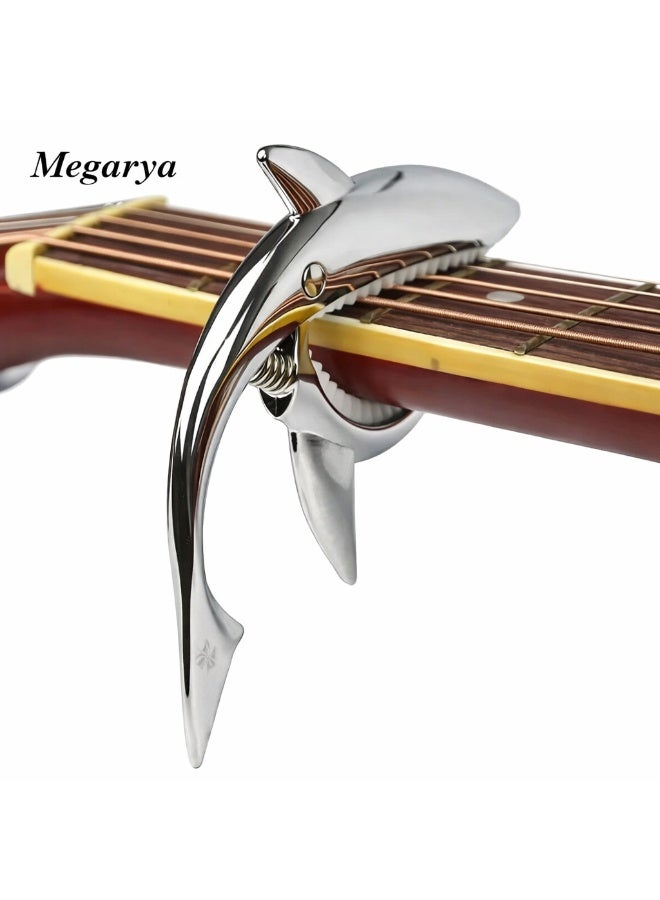 Shark Guitar Capo – Zinc Alloy Tune Clamp, Strong Spring, One-Hand Operation for Acoustic, Electric & Classical Guitars